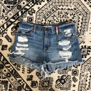 Hollister High Waist Denim Shorts Distressed